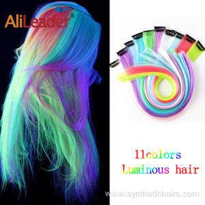 20inch Glow Hair Neon Glowing Synthetic Hair Extension